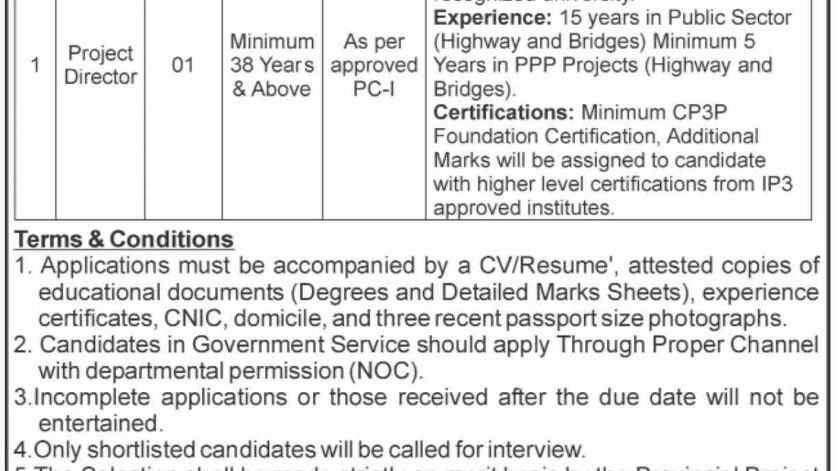 Pakhtunkhwa Highways Authority PKHA Jobs 2025 – Project Director PDPE Vacancy, Apply Before 12 November 2025 at Peshawar.