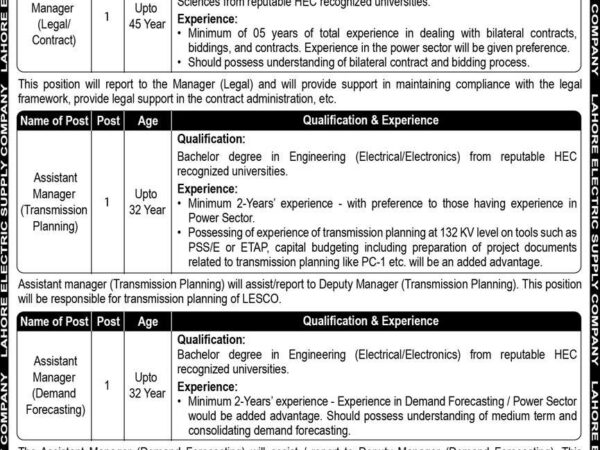 Lahore Electric Supply Company Jobs 2026 Official Advertisement 2026