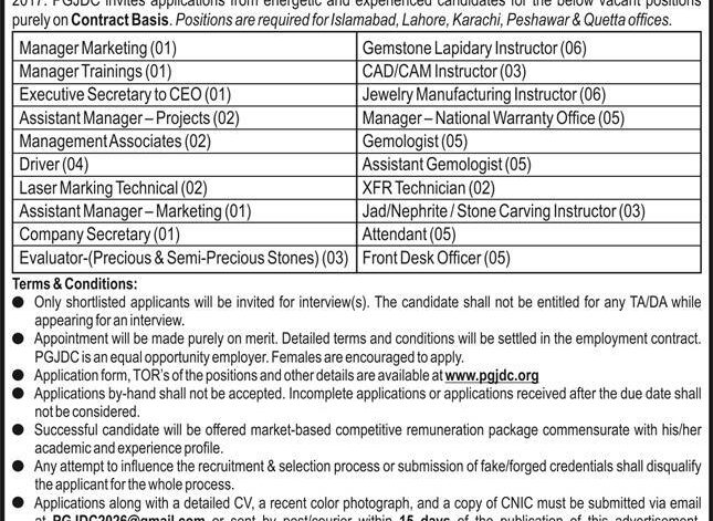Pakistan Gems and Jewellery Development Company Jobs 2023 Official Advertisement 2026