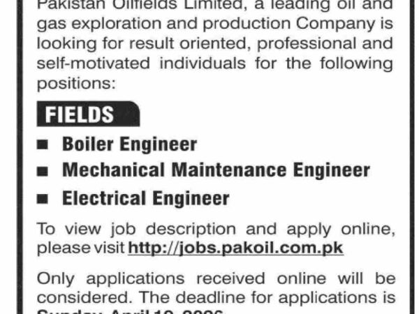 Pakistan Oilfields Limited Jobs 2026 Official Advertisement 2026