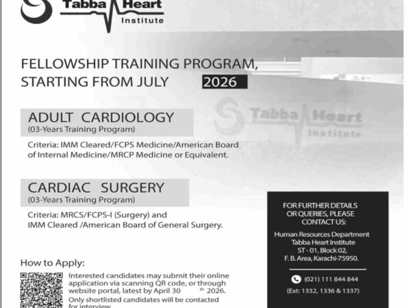 Tabba Heart Institute Jobs 2026 Official Advertisement 2026