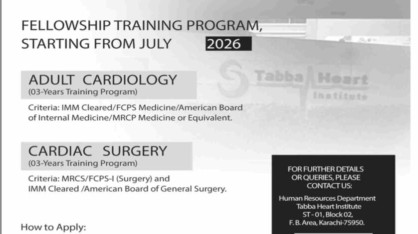 Tabba Heart Institute Jobs 2026 Official Advertisement 2026