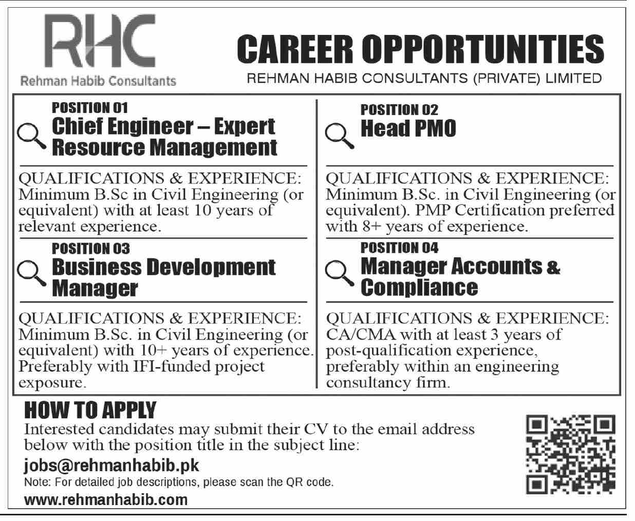 Rehman Habib Consultants Jobs 2026 Official Advertisement 2026